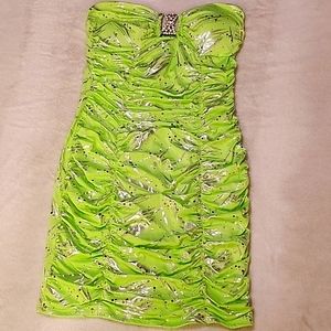 DEB Women's Junior Size: M Lime Green Party Dress